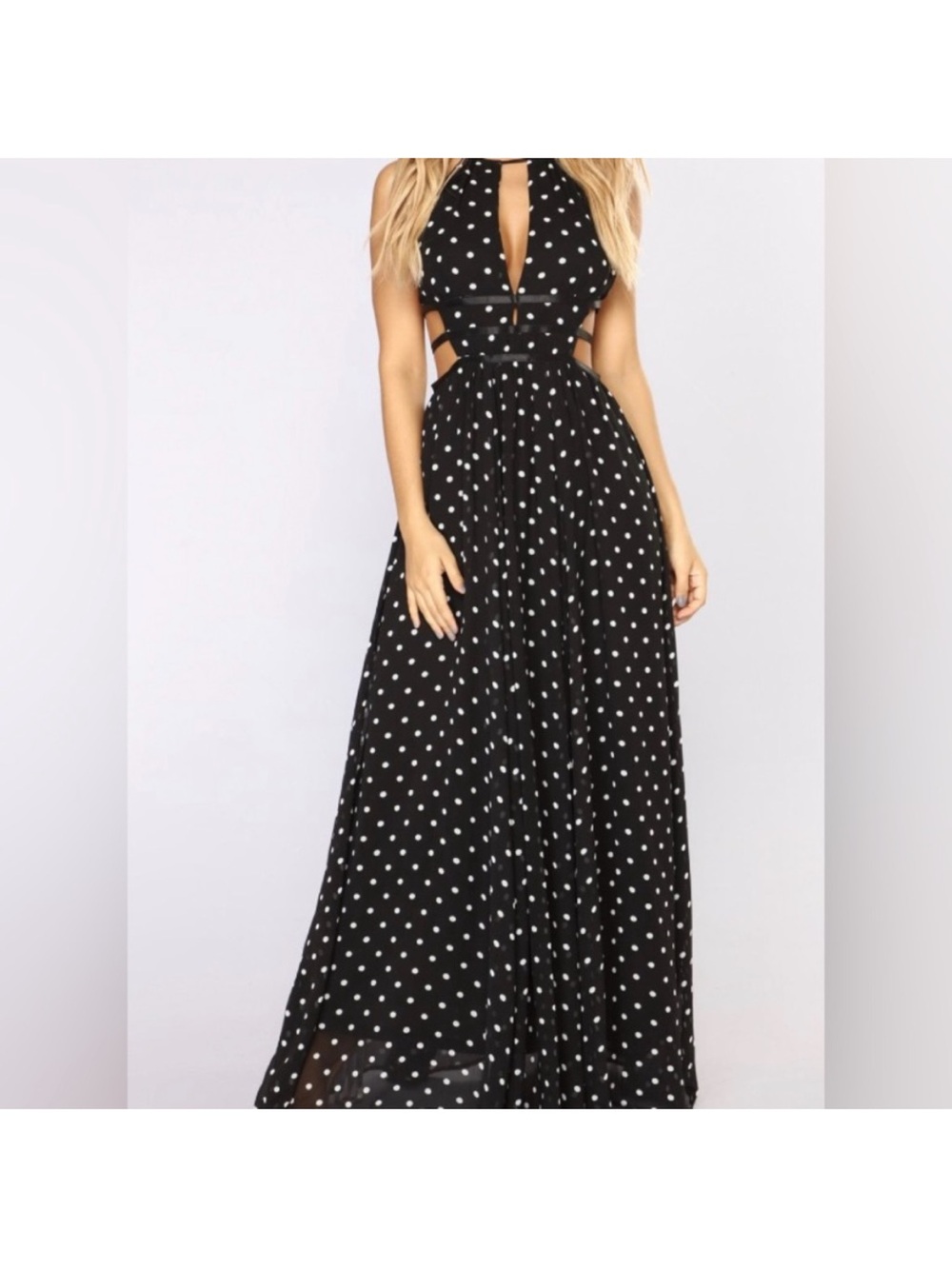 NWT fashionova maxi polka dot dress sz s